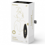 Haute Couture Luxury Air Pulse+Vibe Stimulator - Black Real Leather/Gold/White