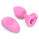 Vibrating Silicone Heart Plug - S/M - Pink