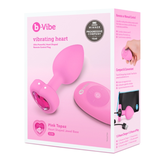 Vibrating Silicone Heart Plug - S/M - Pink
