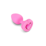 Vibrating Silicone Heart Plug - S/M - Pink