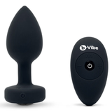 Vibrating Silicone Jewel Plug - M/L - Black