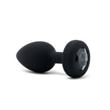 Vibrating Silicone Jewel Plug - M/L - Black