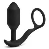 Vibrating Snug & Tug Silicone Ring & Plug - M - Black