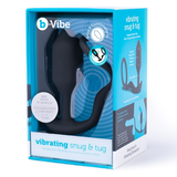 Vibrating Snug & Tug Silicone Ring & Plug - M - Black