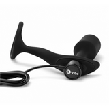 Vibrating Snug & Tug Silicone Ring & Plug - M - Black