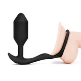 Vibrating Snug & Tug Silicone Ring & Plug - M - Black