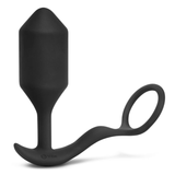 Vibrating Snug & Tug Silicone Ring & Plug - XL - Black