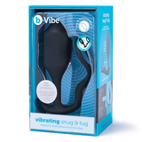 Vibrating Snug & Tug Silicone Ring & Plug - XL - Black