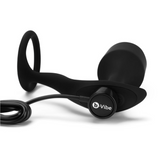Vibrating Snug & Tug Silicone Ring & Plug - XL - Black