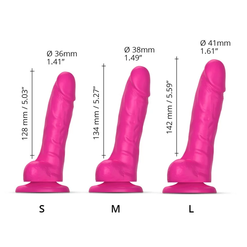 Sliding Skin Realistic Dildo - Fuchsia - S/M/L