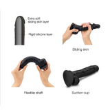 Sliding Skin Realistic Dildo - Black - L/XL/XXL