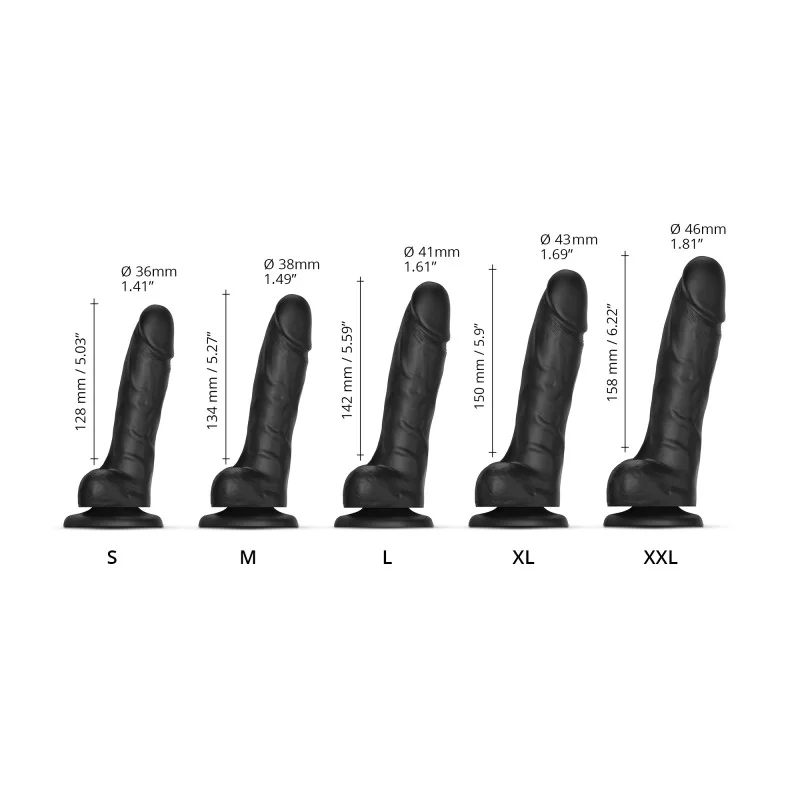 Sliding Skin Realistic Dildo - Black - L/XL/XXL