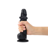 Sliding Skin Realistic Dildo - Black - L/XL/XXL