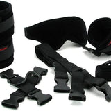 Bed Buckler Tether and Cuff Restraint Kit - Black Microfiber