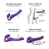 Vibrating Bendable Strapless Strap-On - Purple - M