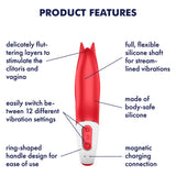 Power Flower Fluttering Stimulator Vibe - Red