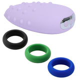 Mimi Deux Double Sided Soft Pebble Silicone Clitoral Vibrator Lilac + 3 Pack Silicone C-rings