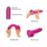 Sliding Skin Realistic Dildo - Fuchsia - S/M/L