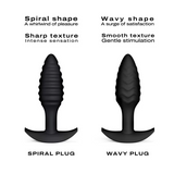 Spiral Plug Textured Silicone Butt Plug - Black