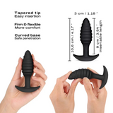 Spiral Plug Textured Silicone Butt Plug - Black
